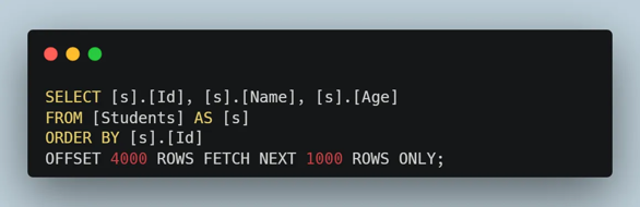 Offset Pagination Generated SQL Server Query