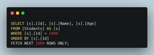 Cursor Pagination Generated SQL Server Query